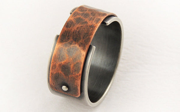 Unique Silver Copper Ring for Men