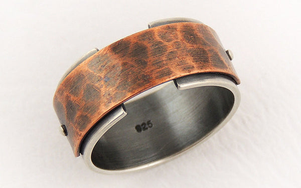 Unique Silver Copper Ring for Men