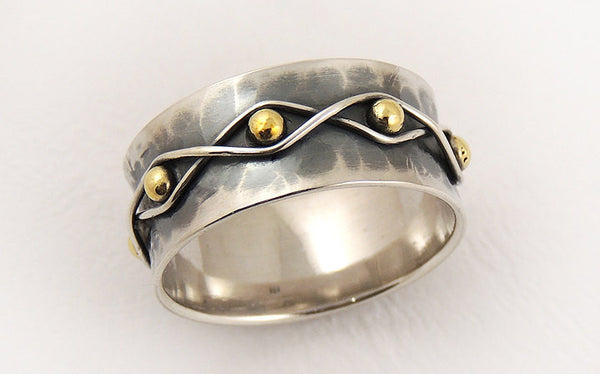 Wide wedding band ring