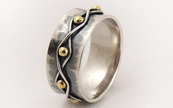 Wide wedding band ring