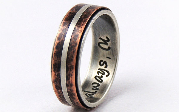 Silver copper wedding band ring