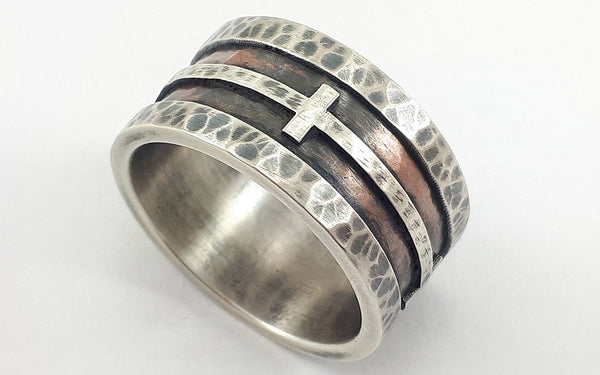 Handmade christian wedding band